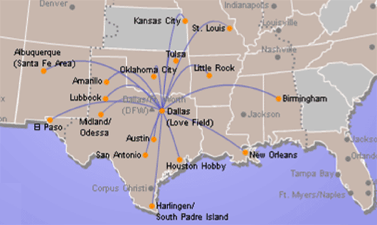 Map: southwest routes