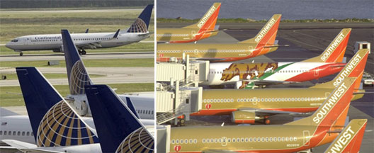 Image: Continental & Southwest planes