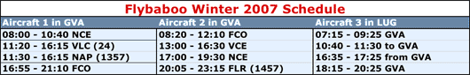 Flyababoo Winter 2007 Schedule