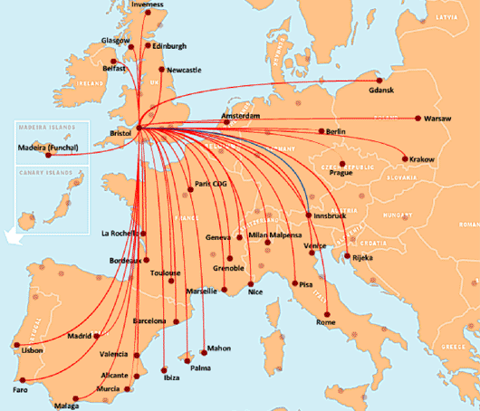map: flight routes
