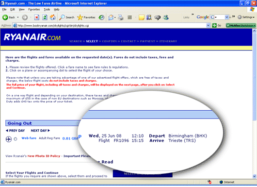 Image: Ryanair screenshot 1