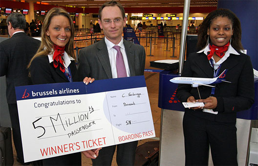 Image: Brussels Airlines celebrated its five millionth passenger on Valentine’s Day
