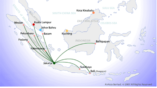 Map: Routes from Jakarta