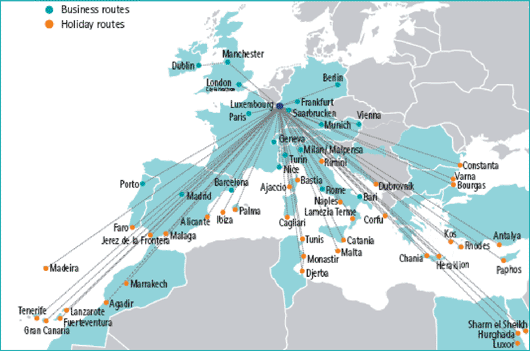 Map: Luxair route map