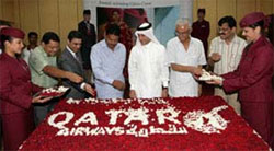 Image: Qatar Airways traditional Pookkalam ceremony celebrating the arrival of inaugural flight to Kozhikode