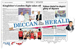 Image: Kingfisher International Route Launch featured in Deccan Herald 5th September edition