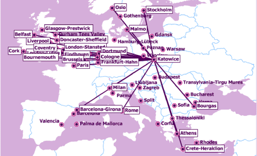Image: Routes from Katowice