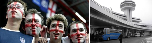 Image: England Fans with Painted Faces at Belarus