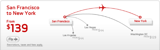 Image: San Francisco to New York flight ad
