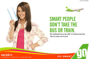 Image: “Smart people don’t take the bus or train” advert by GoAir