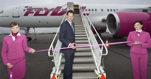 Image: flyLAL CEO Vytautas Kaikaris celebrated the first flyLAL flight at Vilnius airport in May this year