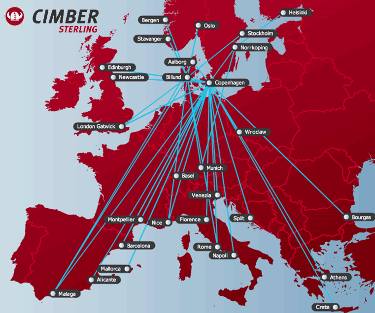 Image: Cimber Air map