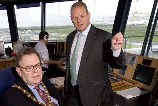 Image: Lord Mayor of Belfast Councillor Tom Hartley and Brian Ambrose, Chief Executive of George Best Belfast City Airport