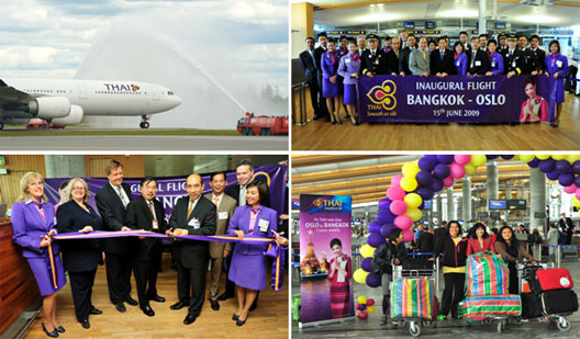 Image: Thai Airways completes the first of five new weekly flights from Bangkok to the Norwegian capital.