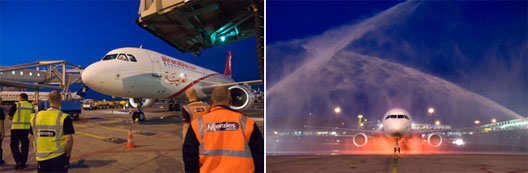 Image: Amsterdam fires the symbolic water arch over Air Arabia Maroc