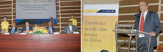 Image: Jet Airways’ chief commercial officer announces daily flights to Dubai.