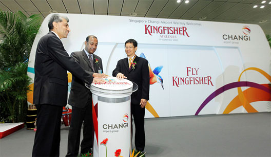Image: The first Kingfisher from Mumbai to Hong Kong and Singapore at Changi on September 17