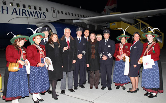 Image: Innsbruck airport welcome ceremony for the arrival of the British Airways A319