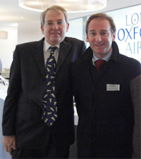 Image: anna.aero editor Ralph Anker with James Dillon-Godfray, head of marketing and development, London Oxford Airport