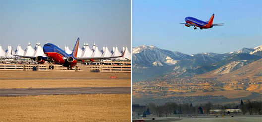 Image: Southwest taking off from the characteristic Denver airport