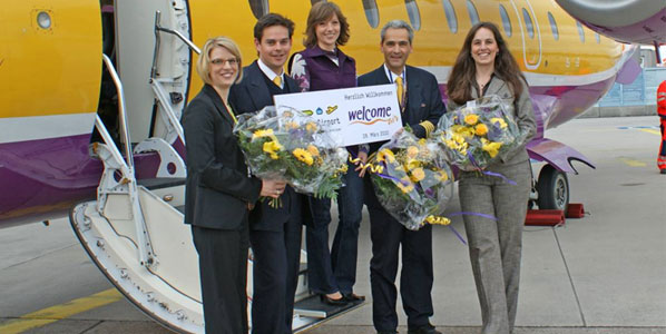 The Welcome Air crew were welcomed to Cologne Bonn Airport 