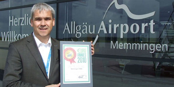 Allgäu Airport/Memmingen/Munich West, winner of the anna.aero €URO ANNIE Airport Traffic Growth Award - 50,000-1 million category