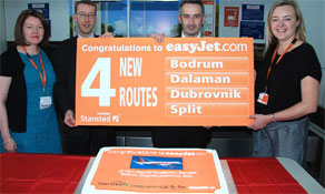 easyJet adds four non-EU routes from Stansted; now serves 28 destinations; same size as London Luton base