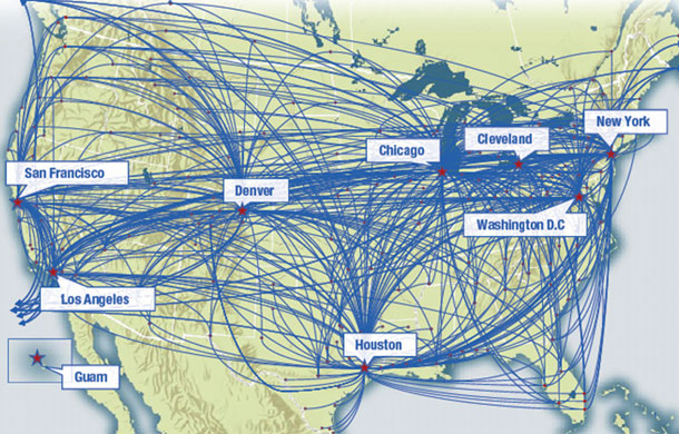 United/Continental US Network Map