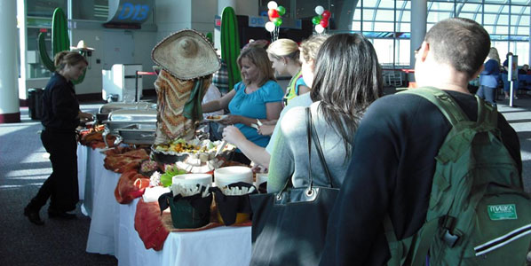 Passengers were treated with Mexican snacks and refreshments 