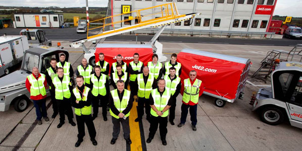 This has nothing to do with the new Prague route or even Newcastle, but Jet2.com now has its own, brand-new in-house baggage handling team at Leeds/Bradford, which is what we do have a picture of.