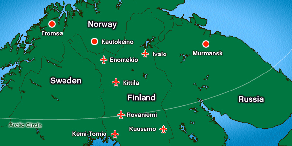 Map of Lapland airports