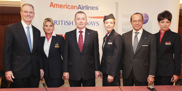After British Airways’ anti-trust immunity approved transatlantic cooperation with American Airlines and Iberia began in October, here seen celebrated by AA’s Gerard Arpey, BA’s Willie Walsh and Iberia’s Antonio Vazquez, the British oneworld carrier has boosted capacity to the US. In June, the airline will also relaunch its San Diego service.