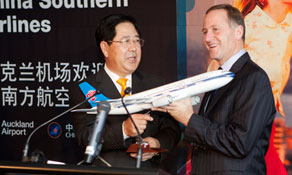 Auckland Airport welcomes China Southern; new Guangzhou service supports fast-growing Chinese market