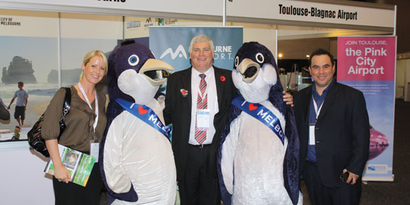 anna.aero's International Sales Manager Nicky Eakins has joined Melbourne Airport as Airline Marketing Manager. Nicky is pictured here at last November's IATA Slots Conference with Rob O'Brien, Tourism Victoria's Director of Aviation (in between the penguins), and Carl Jones, Airline Business Manager, Melbourne Airport (now Nicky's new boss). "At anna.aero we are always mortified to lose our expert staff, but on a personal level I am delighted that Nicky has joined our great friends in MEL, where her substantial contacts in air transport can be put to great use," says anna.aero publisher Paul Hogan. "My only puzzlement was that on checking her HR file I saw that Nicky listed 'horse riding' as one of her interests on her original application – yet nobody can recall her ever being seen near one."