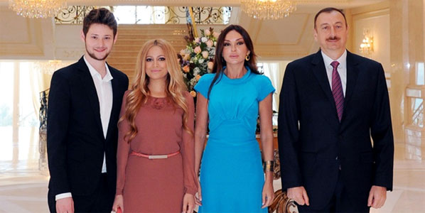 Eurovision Song Contest winners Ell & Nikki with President Ilham Aliyev and his wife Mehriban