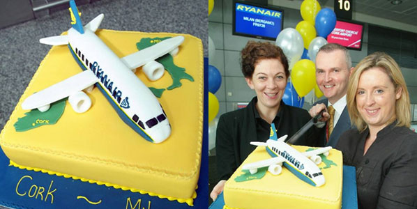 A cake to celebrate the new Ryanair service between Cork in Ireland and Milan