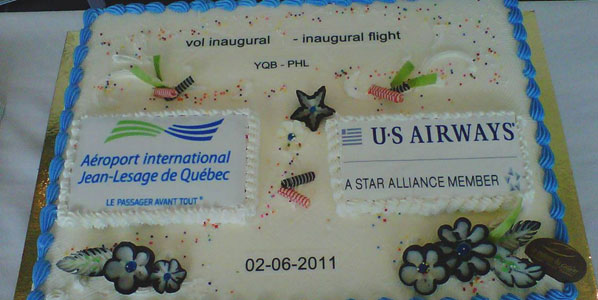 Quebec City Celebrate new route celebrated with a cake