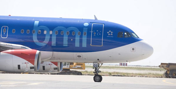 A picture was taken of bmi’s A320 arriving at Nice Côte d’Azur Airport from London Heathrow on 25 August.