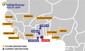 Starbow adds second domestic route in Ghana