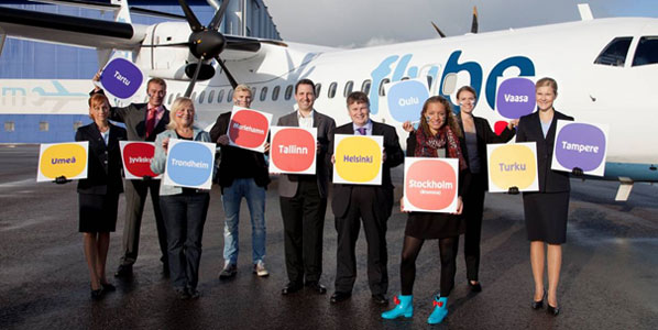 The Flybe Nordic team celebrates the airline’s start-up