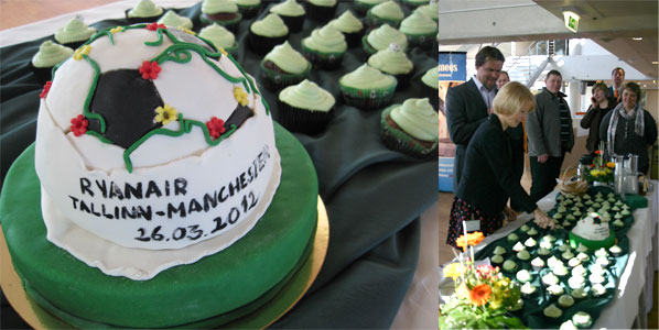 Ryanair’s new route to Tallinn from Manchester was celebrated in the Estonian capital with a football-themed cake celebration. 
