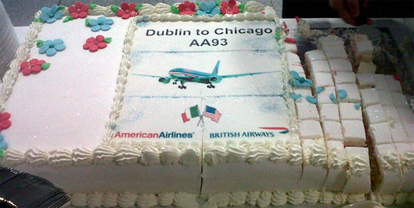 April 2012: American Airline’s returns to Dublin with its daily Chicago service (and baked a cake to celebrate).