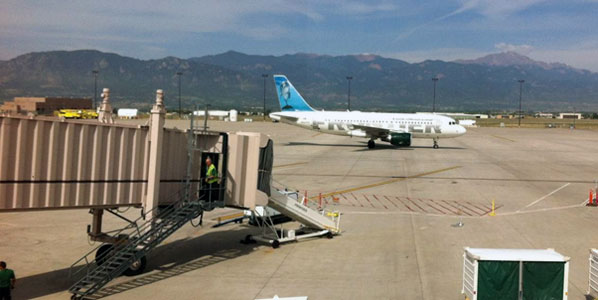 Frontier’s ‘Flip the Dolphin’ aircraft departed Colorado Springs on the inaugural flight to Phoenix on 18 May, starting a major expansion of the airline in the city.