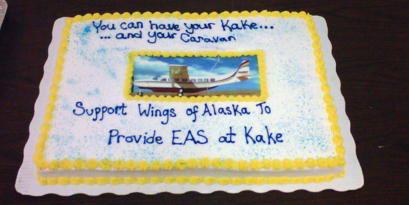 Last week also saw Wings of Alaska bake a cake in support of its petition to the US Department of Transportation to reconsider its decision with regard to the Essential Air Service at Kake and Excursion Inlet in Alaska.