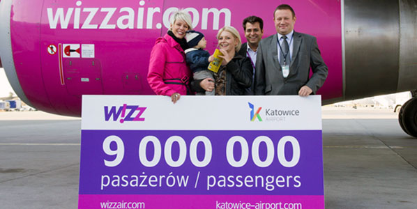 Celebrating Wizz Air’s 9-millionth passenger in the southern Polish city of Katowice was Daniel Carvalho, the airline’s Corporate Communications Manager.