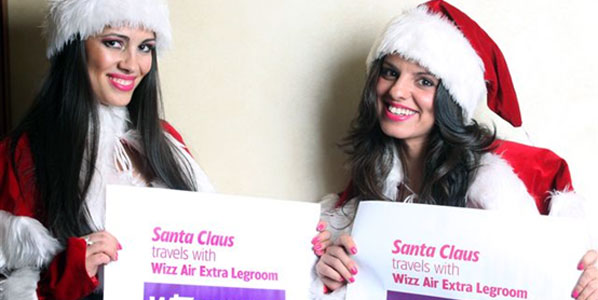 Wizz Air gives away free extra leg space upgrade for all passengers dressed up as Santa Claus until 20 December.