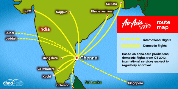 AirAsia India route map