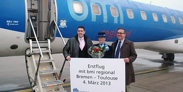 One of eight routes that will be launched by bmi regional in 2013, catering mainly for Airbus employees, is airline’s new Bremen-Toulouse service.