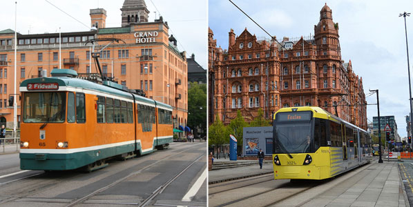 Not only do Manchester and Norrköping both have city tram systems, but they were both built on success of the textile industry.