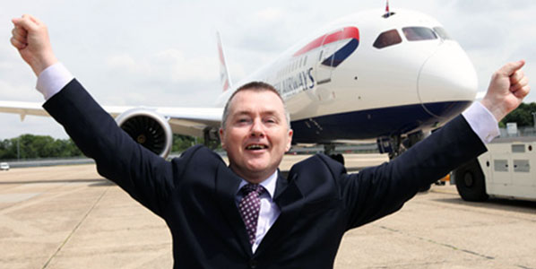 The arrival of British Airways’ first 787 Dreamliner was greeted by the apparently excited Willie Walsh